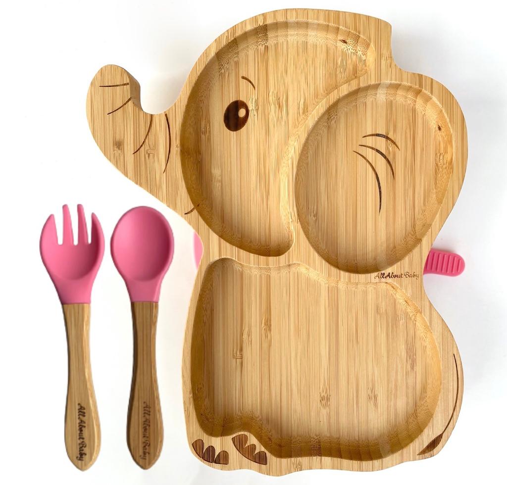 Bamboo Elephant w/Spoon &Fork