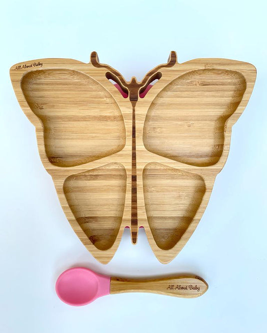 Bamboo Butterfly Plate w/Spoon